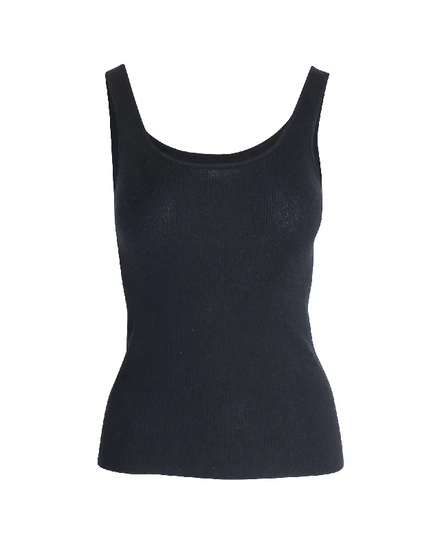 CO Ribbed Tank Top in Black Cashmere Season Sale