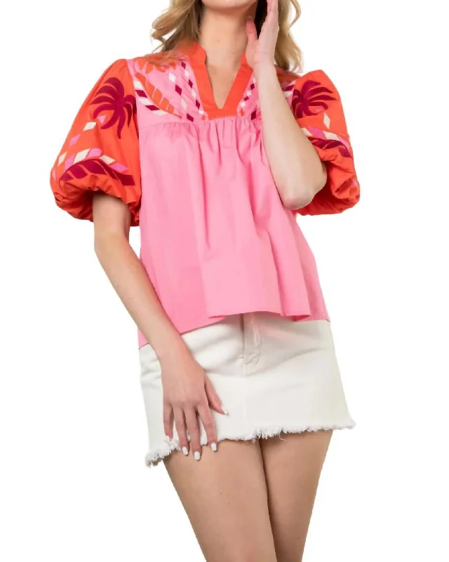 Coastal Sunset Blouse In Multicolor Flash Deals