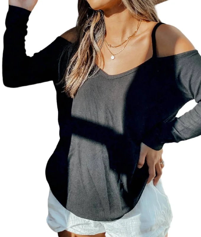 Cold Shoulder Top In Black Comfort Meets Fashion