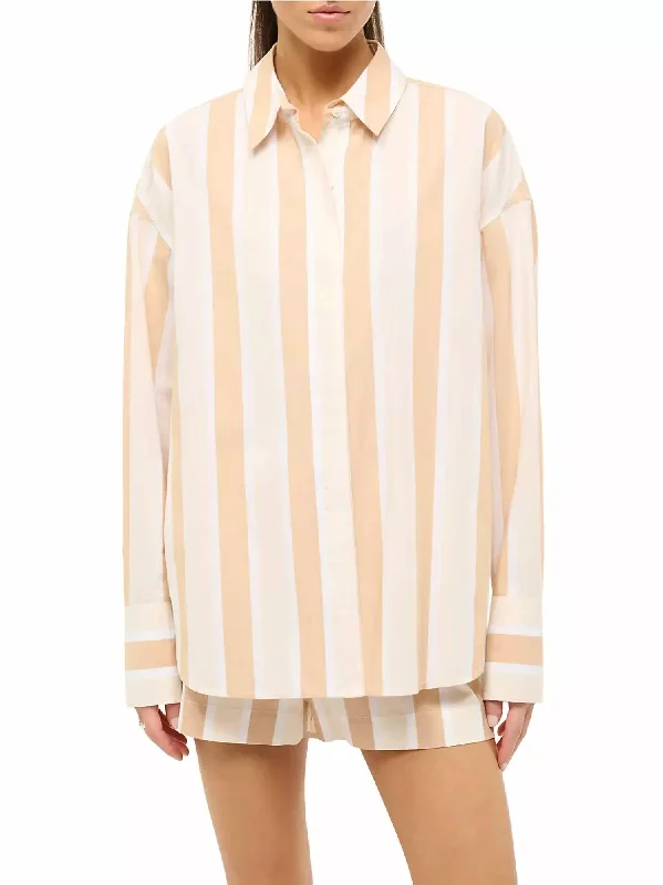 Colton Button Down Shirt In Sand Stripe Vintage Charm