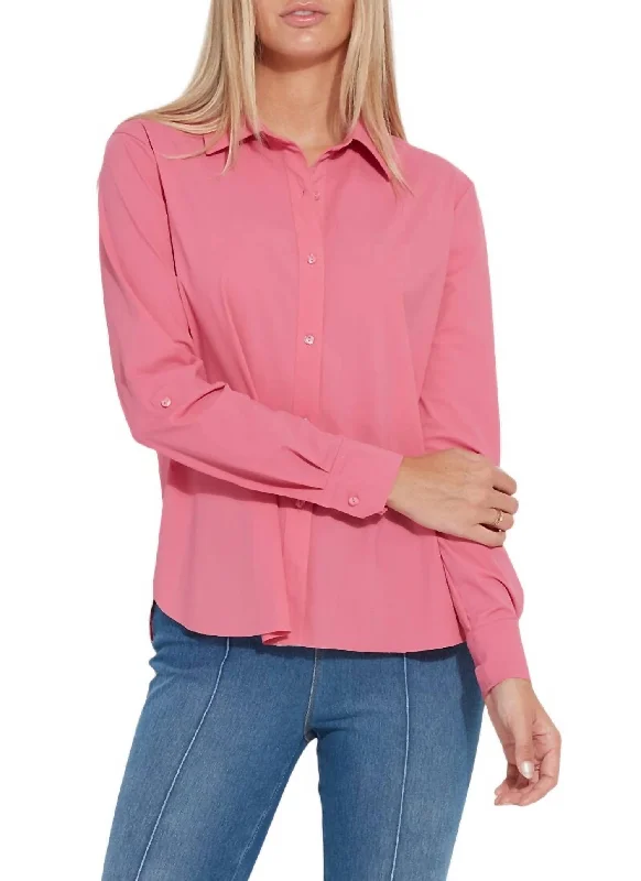 Connie Roll Tab Shirt In Coral Rose Exquisite Women's Wear Sale