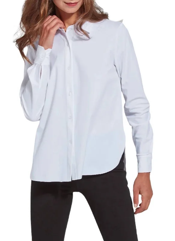 Connie Slim Button Down Shirt In White Huge Discounts This Week