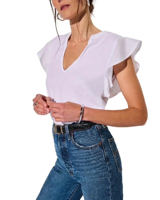 Constance V Neck Top In White Seasonal Trend