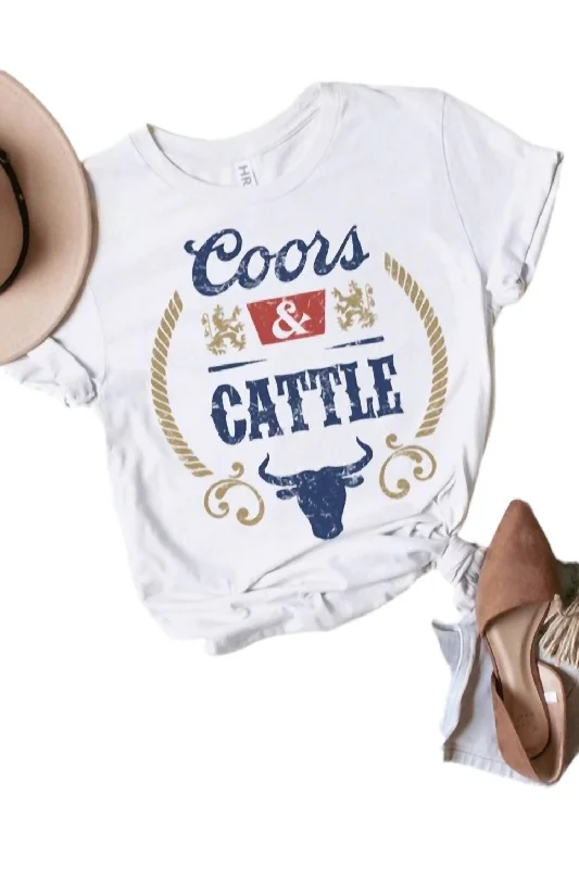 Coors & Cattle Graphic Top In White Quick Grab Deals