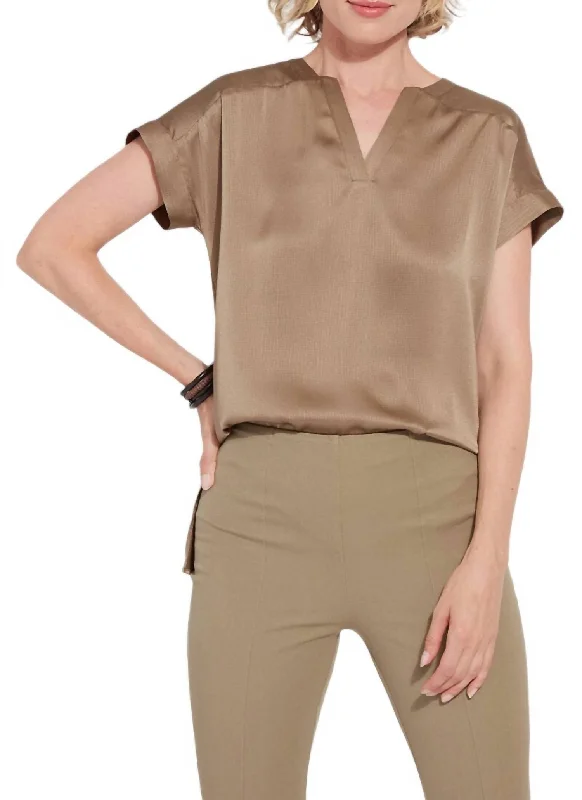 Coraline V-Neck Top In Olive Leaf Limited Time Offers