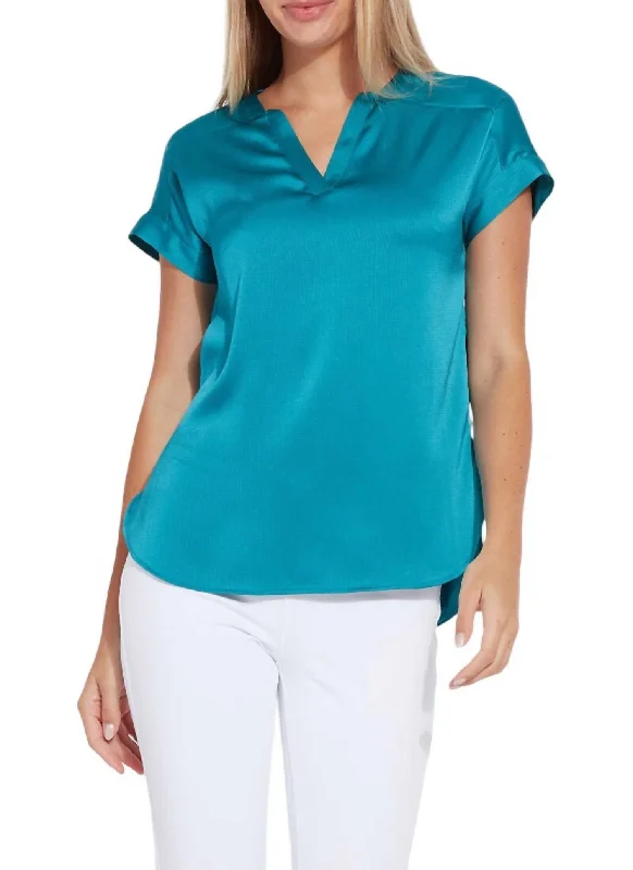 Coraline V-Neck Top In Turquoise Powder The Latest Fashion Trends