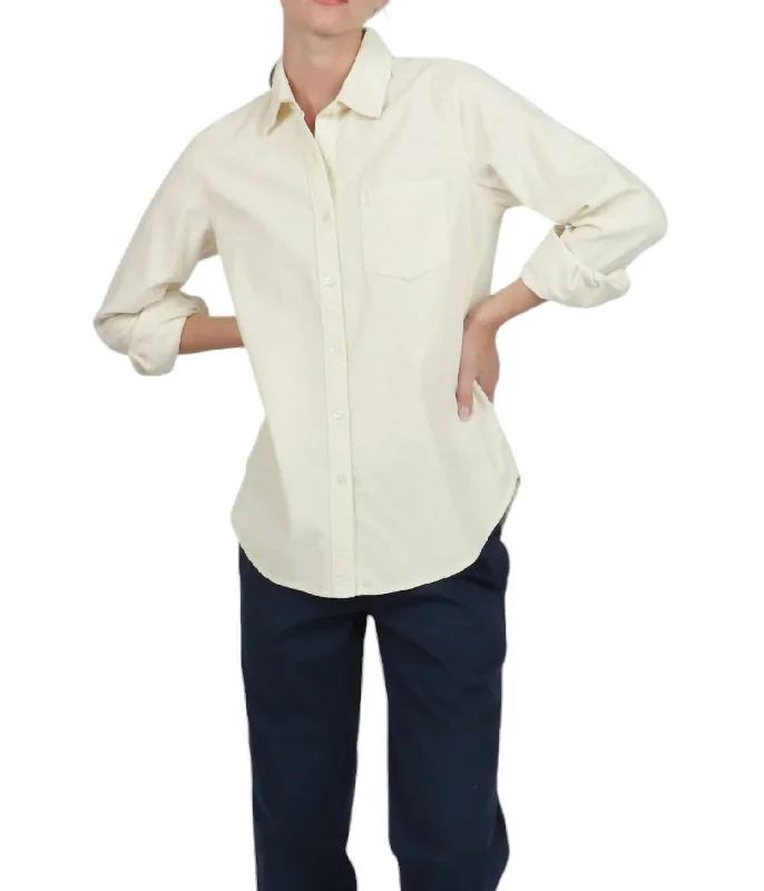 Corduroy Basic Shirt In Ivory Season Appropriate Women's Collection