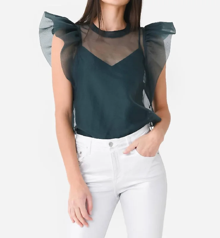 Corina Organza Ruffle Top In Emerald Casual Yet Stylish Separates