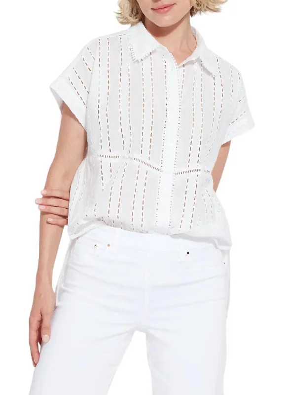 Cornet Cotton Eyelet Shirt In White Redefining Women's Fashion