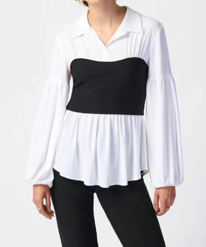 Corset Detail Top In Vanilla Black Trendy Street Style