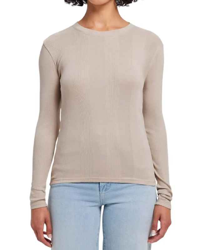 Cotton Rib Long Sleeve Tee In String Anniversary Sale