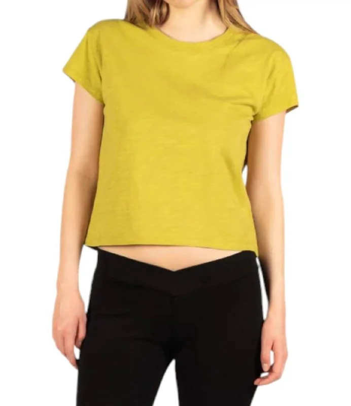 Cotton Slub Short Sleeve Top In Tealeaf Flash Sale, Don't Miss