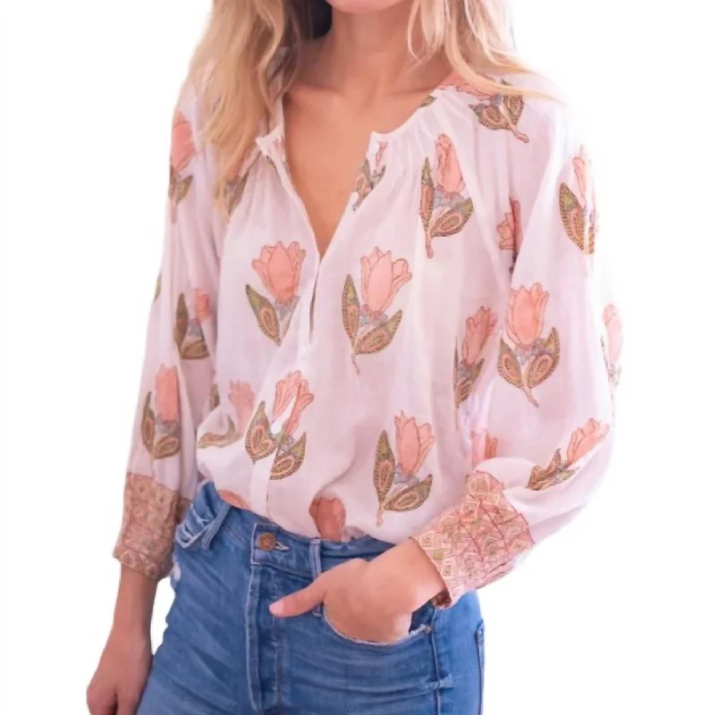 Courtney Top Blouse In Peach Tulip Seasonal Fashion