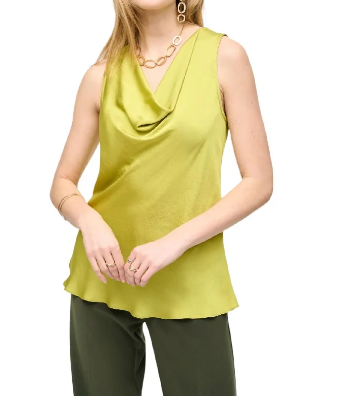 Cowl Neck Tank Top In Wasabi Modern Women's Fashion