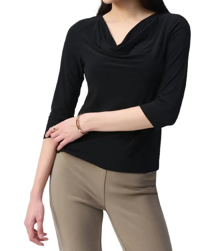 Cowl Neck Top In Black Effortless Comfort