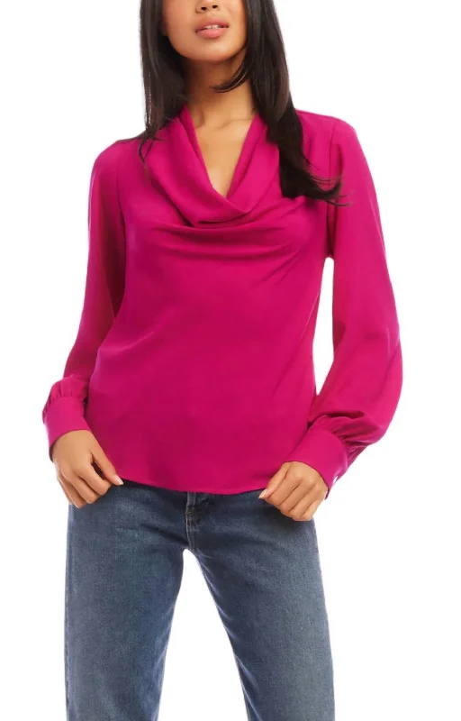 Cowl Neck Top In Hot Pink Trendy New Clothes