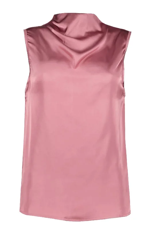 Cowl Neck Top In Rose Trend Alert