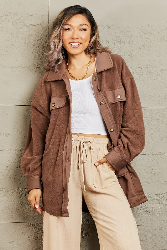 Cozy Girl Full Size Button Down Shacket Trend Alert