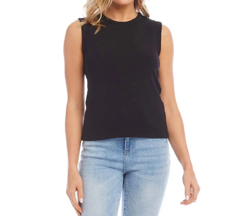 Crewneck Tank Top In Black Chic Style