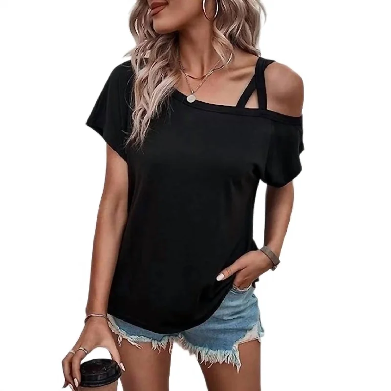 Criss Cross Shoulder Top In Black Dive Into Trendy Women's Fashion