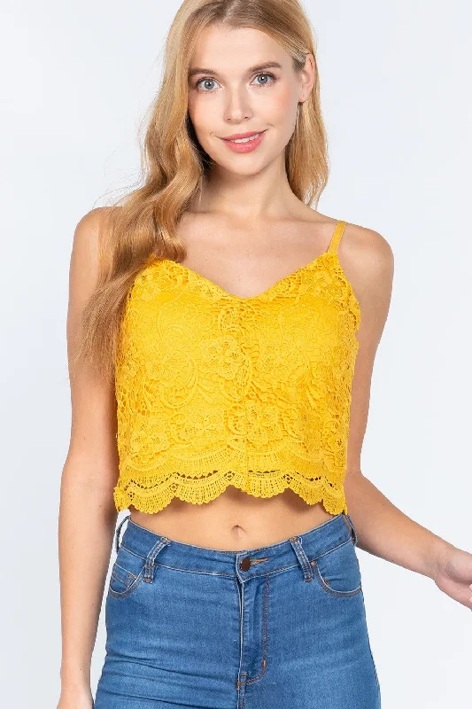 Crochet Lace Cami Woven Top Evening Looks