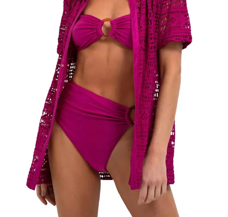 Crochet Short Sleeve Top In Magenta Huge Savings On Parisian Styles