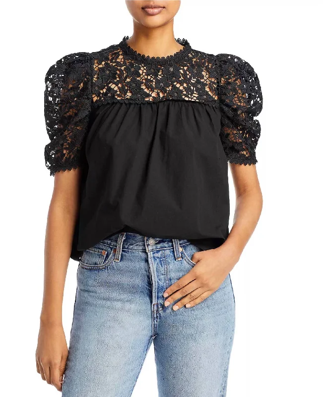 Crochet Top In Black Quick Grab Deals