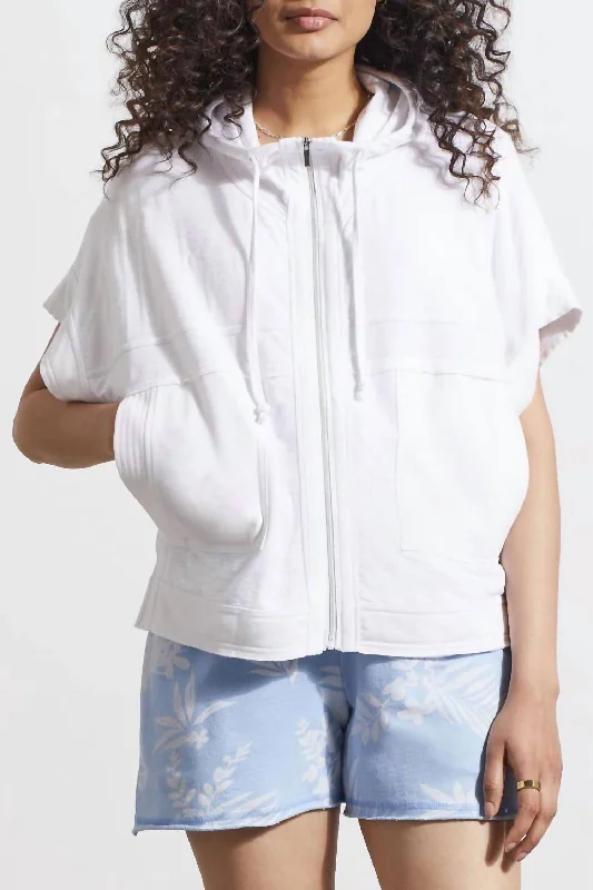 Crop Zip Up Hooded Jacket In White Style Upgrade