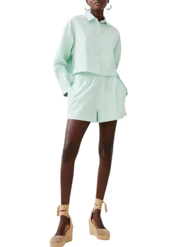 Cropped Poplin Shirt In Subtle Green Stylish Savings