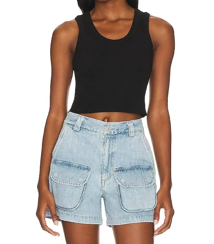 Cropped Poppy Tank Top In Black Charming Silhouette