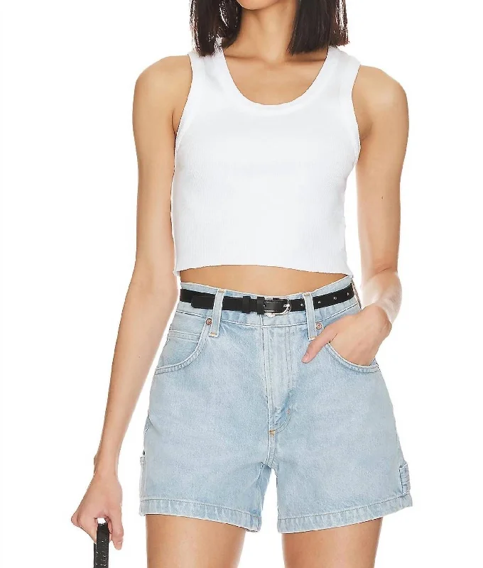 Cropped Poppy Tank Top In White Casual Chic Clothing