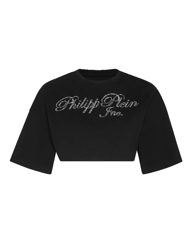 Cropped T-shirt with Crystals Philipp Plein TM Fashion Sale