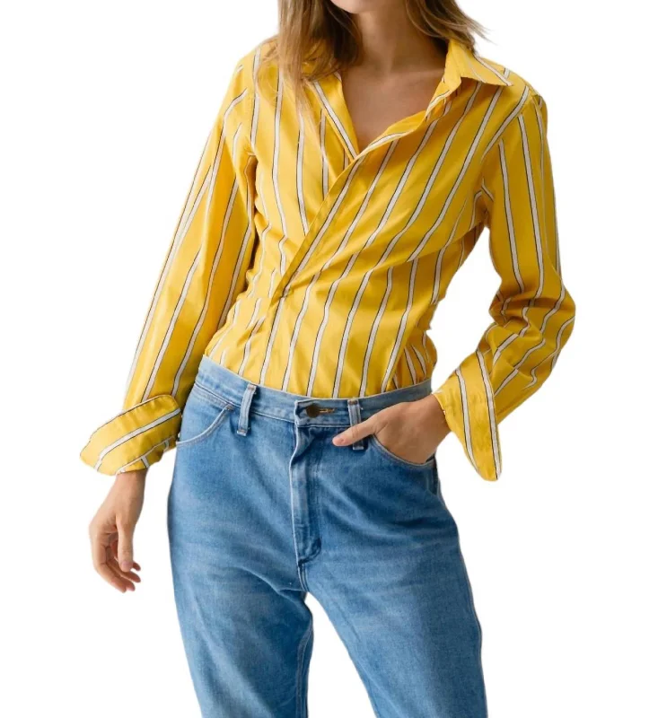 Cross Over Fitted Shirt In Sun Stripe Budget-Friendly Fashion