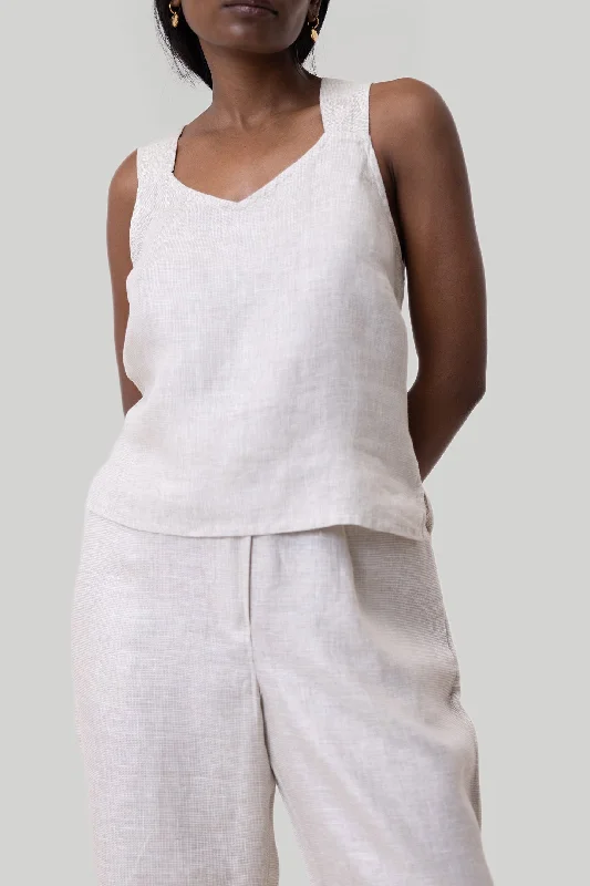 Crossback Tank Top in Linen Checks Chic & Cozy Collection