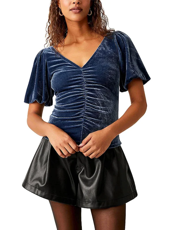 Cupcake Womens Velvet Ruched Pullover Top Quality Driven Apparel