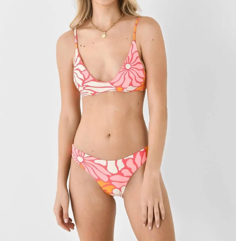 Dali Flowers Creta Sporty Bralette Bikini Top In Orange Hurry Before It's Gone