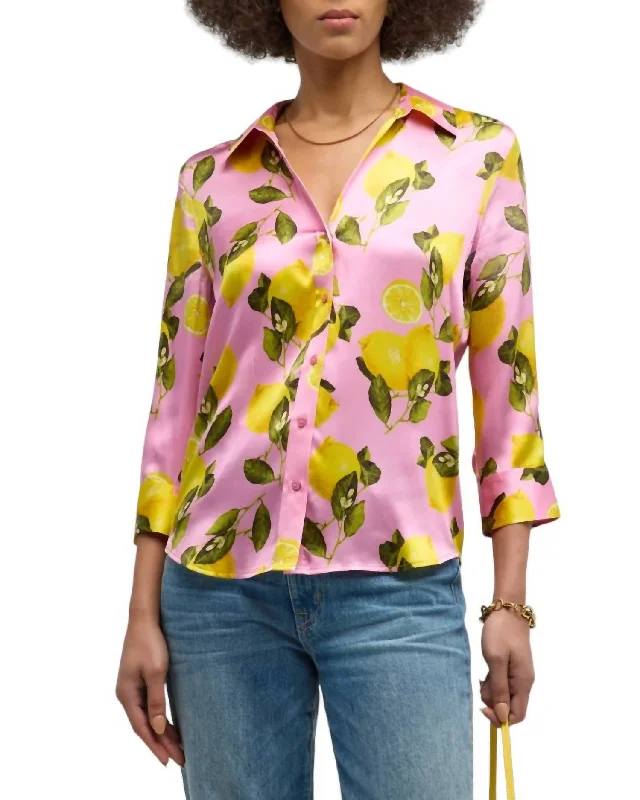 Dani 3/4 Sleeve Blouse In Cotton Candy Lemon Style Breakthroughs