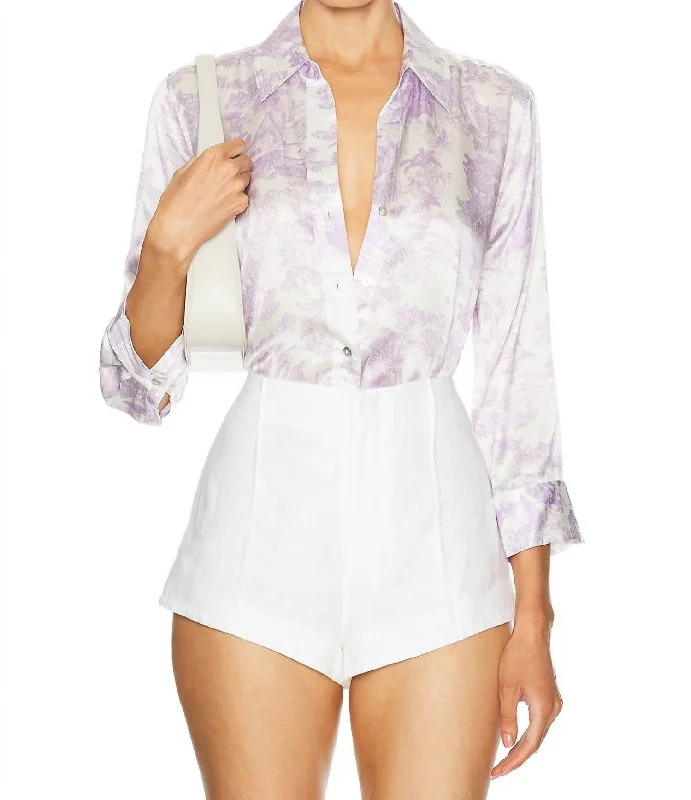 Dani 3/4 Sleeve Blouse In Lilac/white Toile Summer Fashion