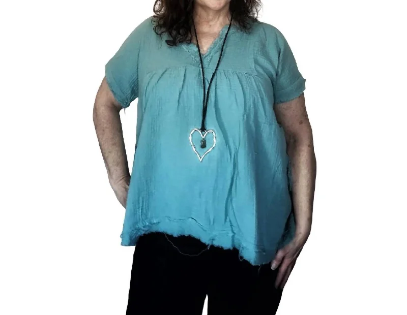 Danica Cotton Gauze Top In Teal Comfort Centric Apparel