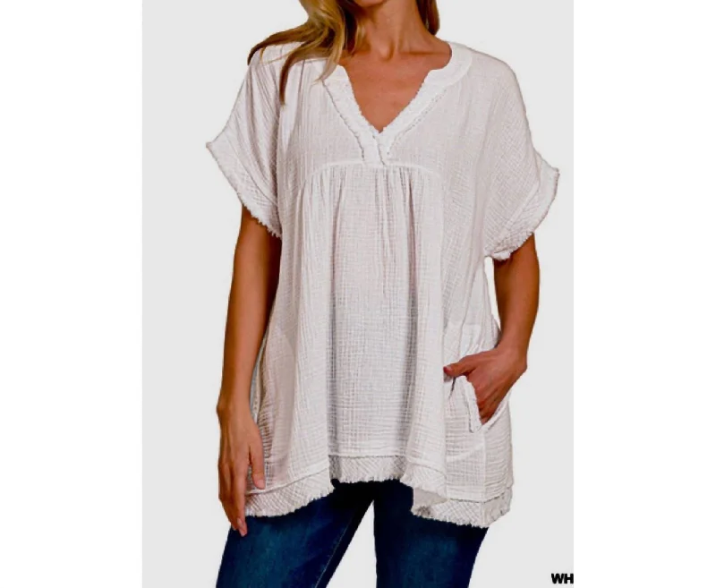 Danica Cotton Gauze Top In White Fashion Sale