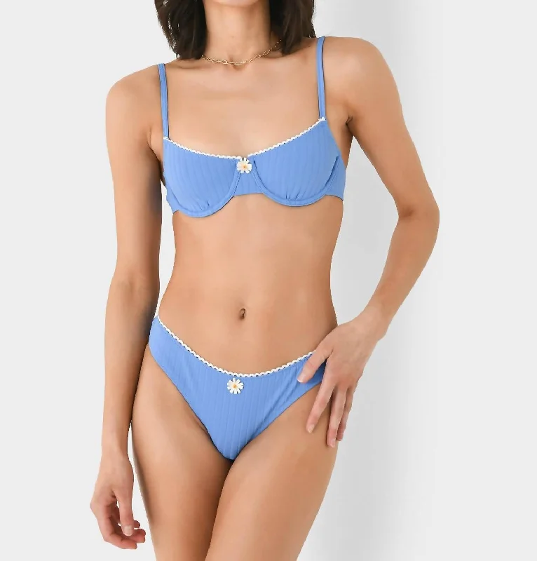 Daphne Ribbed Bikini Top In Marina Blue Summer Deals