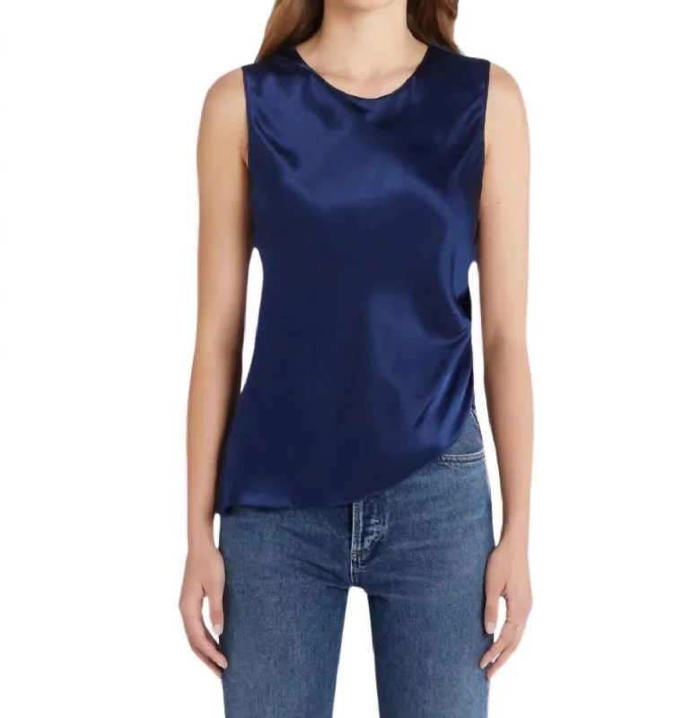 Darah Silk Top In Navy Lighten Up With Nordic Styles