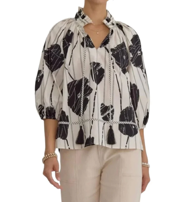 Darcy Floral Top In Black And White Latest Fashion