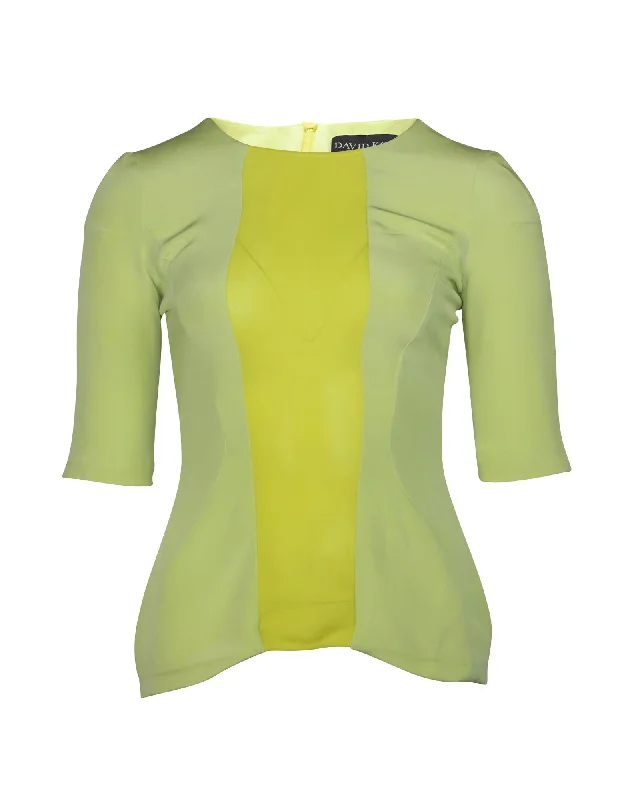 David Koma Long-Sleeve Top in Green Polyester Feminine Elegant