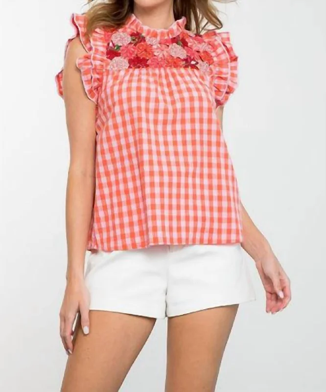 Dawn Of My Heart Gingham Top In Pink Best Sellers