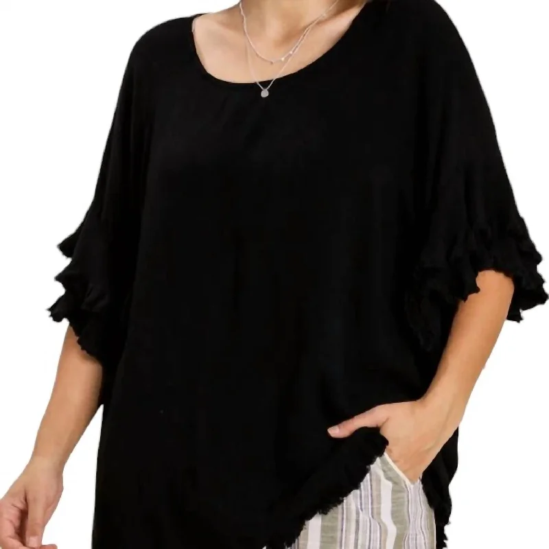 Deborah 3/4 Sleeve Top In Black Special Occasion Wear