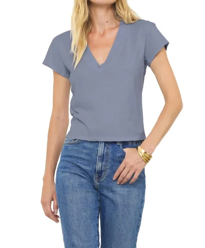 Deep V-Neck Tee In Cool Grey Anniversary Sale