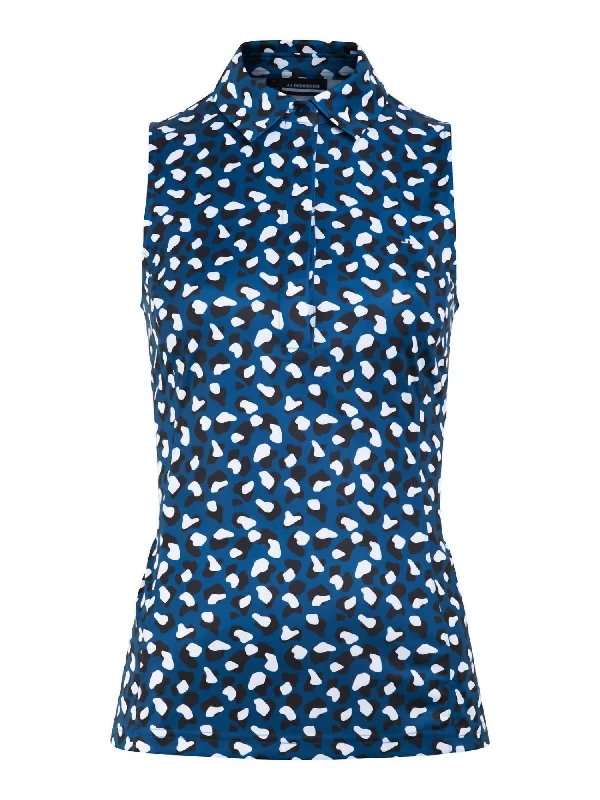 Dena Print Sleeveless Top In Moroccan Blue Animal Romantic Flair