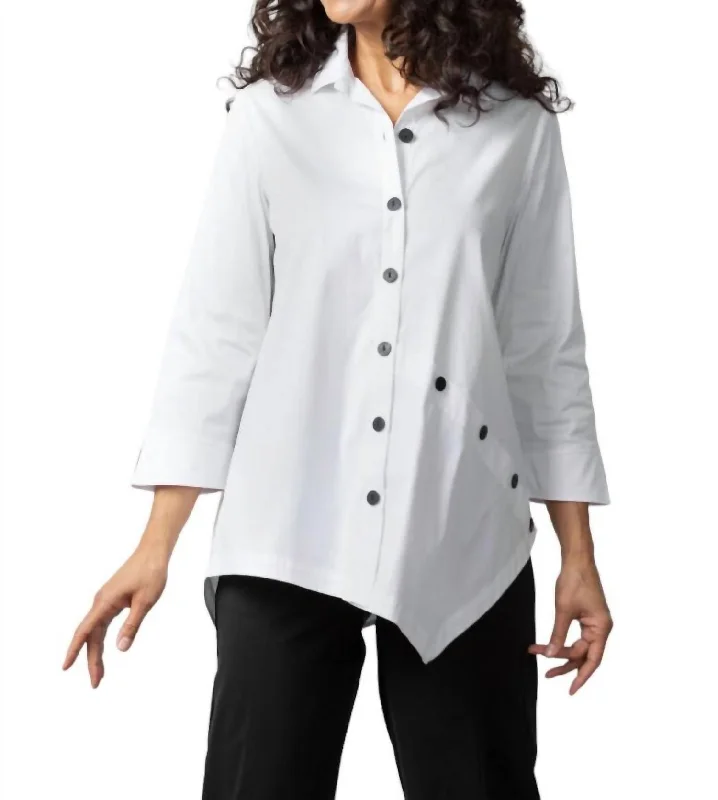 Diagonal Shirt In White Modern Women's Fashion