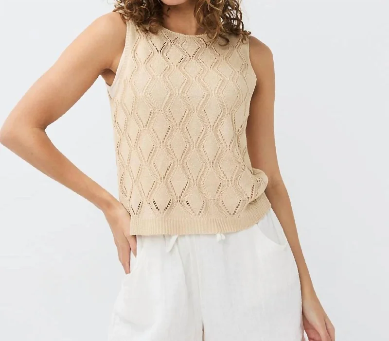 Diamond Knit Tank In Soft Gold The Good Stuff